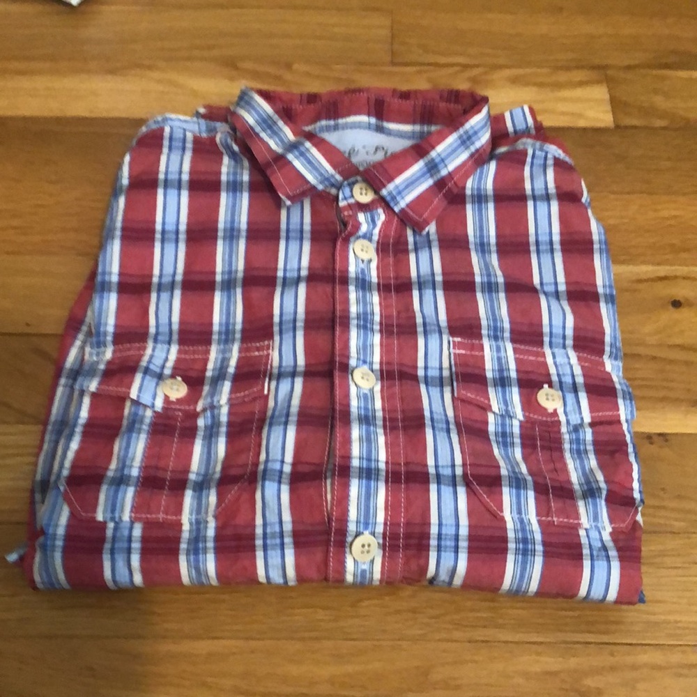 Rose pistol button down shirt boys plaid size 12.